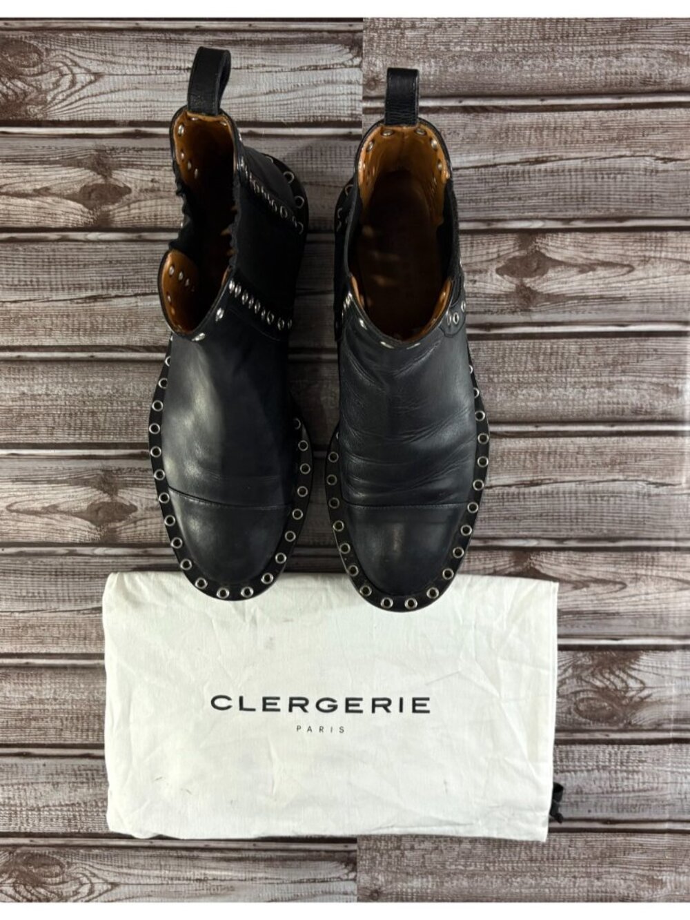 Robert Clergerie leather studded Chelsea boots size 38.5 US 8.5 color black - Picture 11 of 11